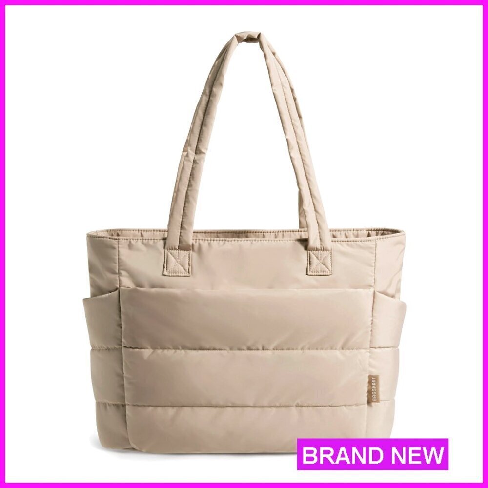 Lightweight Puffy Tote Bag with Compartments Quilted Travel Work Gym